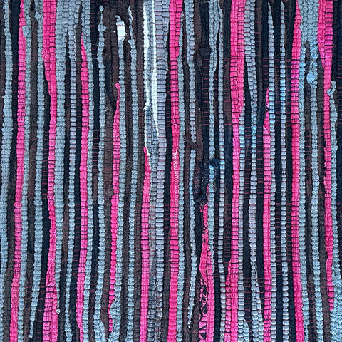 Baguio Rug Handwoven - Hot Pink, Gray, and Dark Brown/Black Pattern